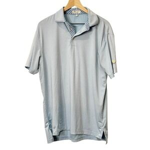 Peter Millar Crown Summer Comfort Blue Golf Polo with Skull‎ Accent Size Medium